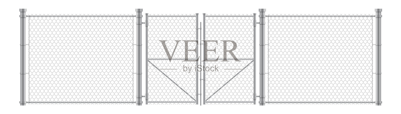 栅栏和封闭栅栏门用铁丝栅栏金属网隔开插画图片素材