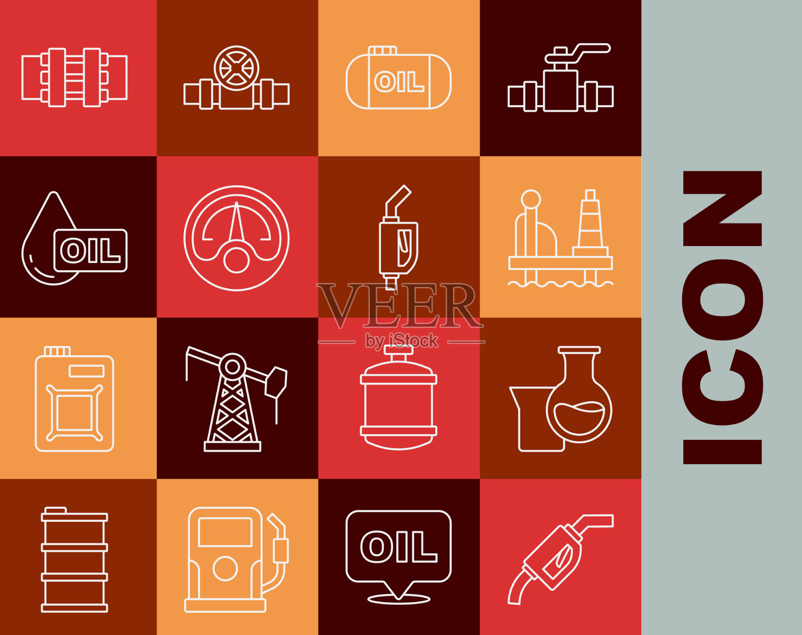 设置汽油泵油嘴油路测试图标素材