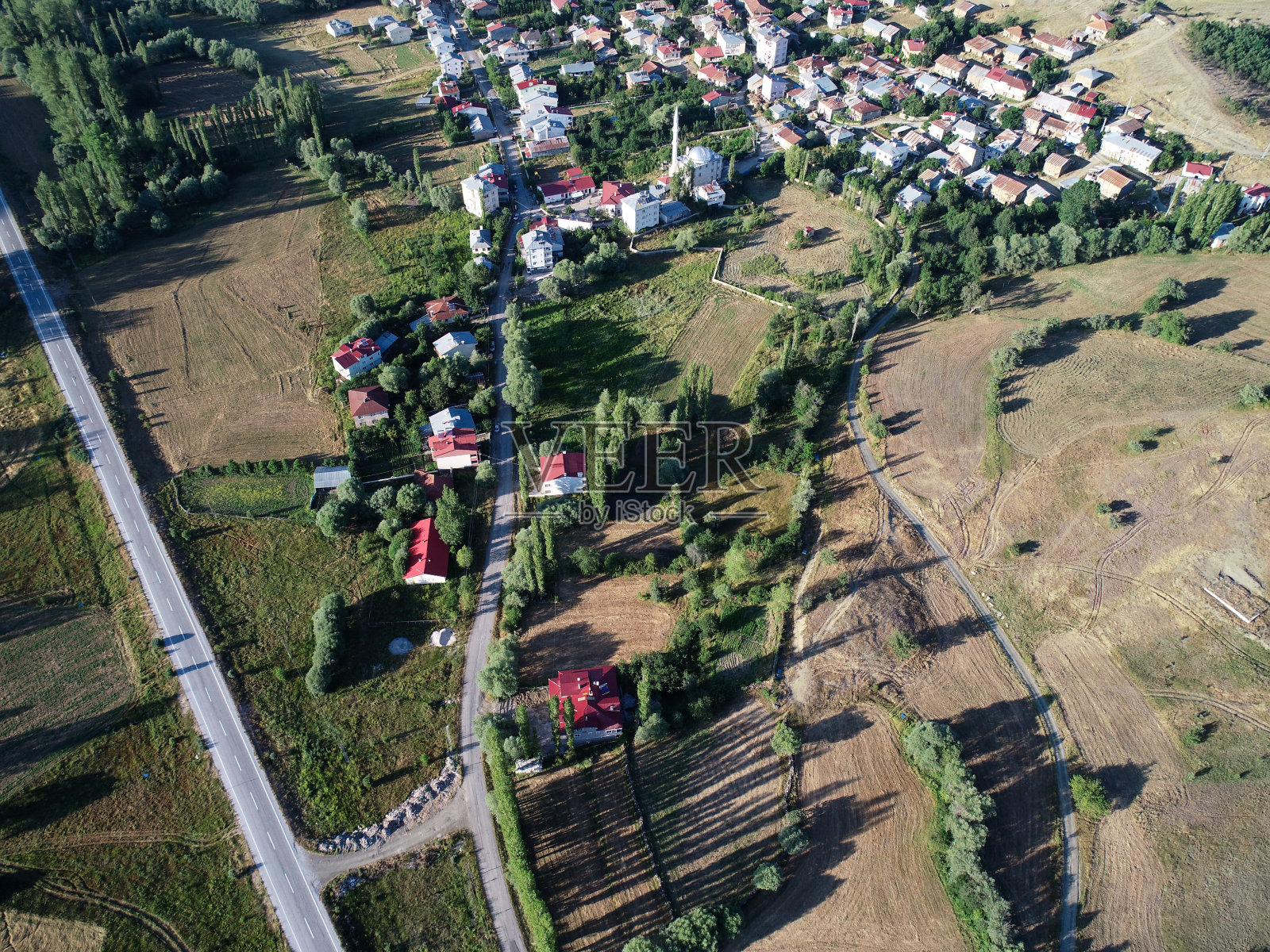 土耳其锡瓦斯市一个村庄的无人机俯视图照片摄影图片