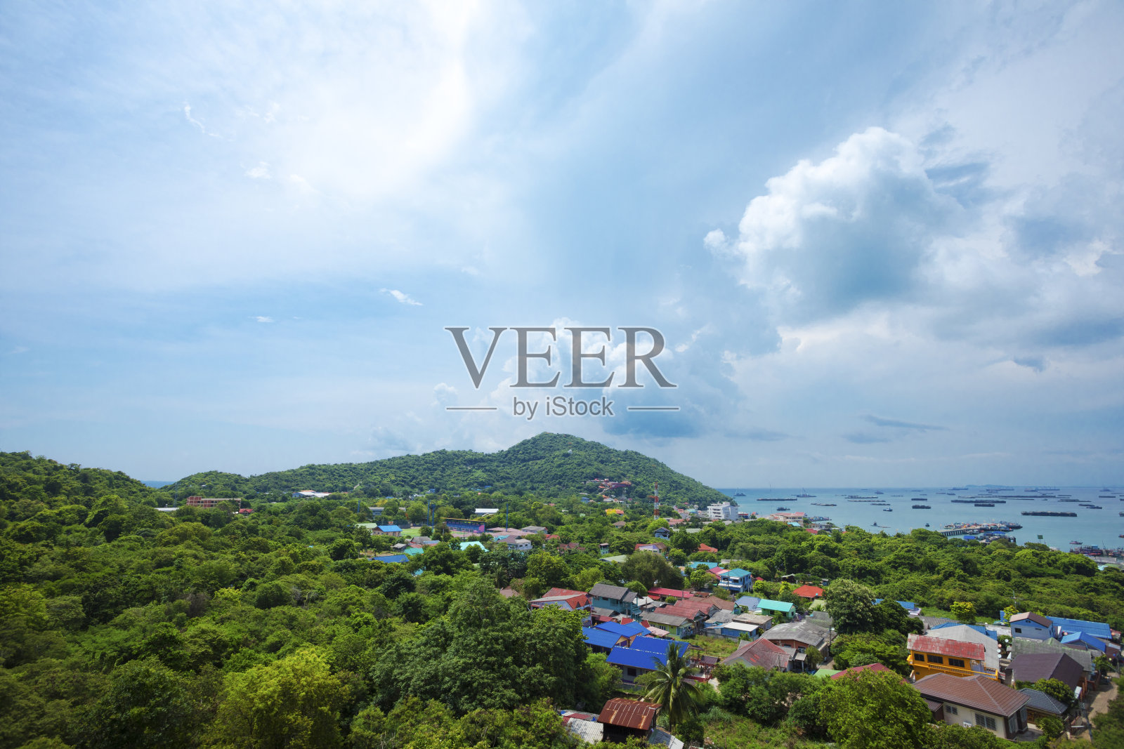 柯思昌岛及小镇全景图照片摄影图片