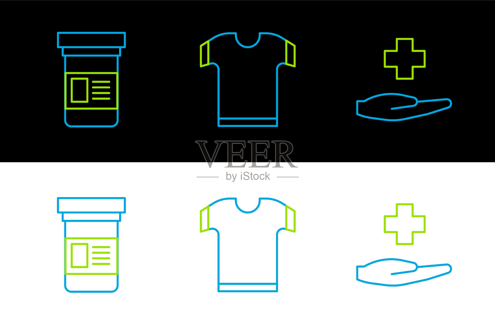 医院药用药瓶设置线图标素材