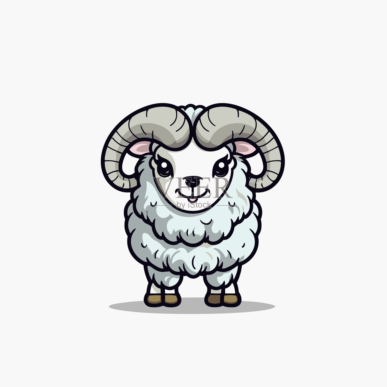 公羊手绘公羊涂鸦风格卡通插画图片素材