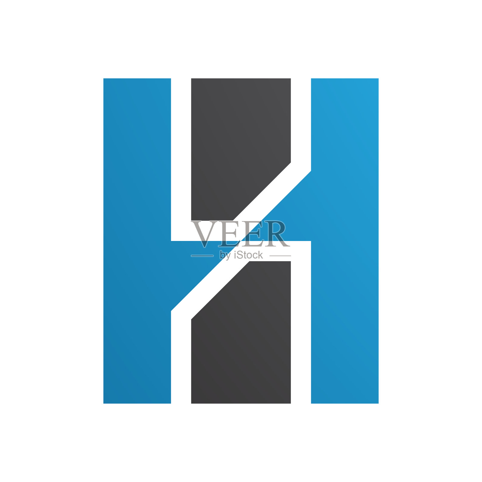 蓝色和黑色字母H图标与垂直矩形插画图片素材