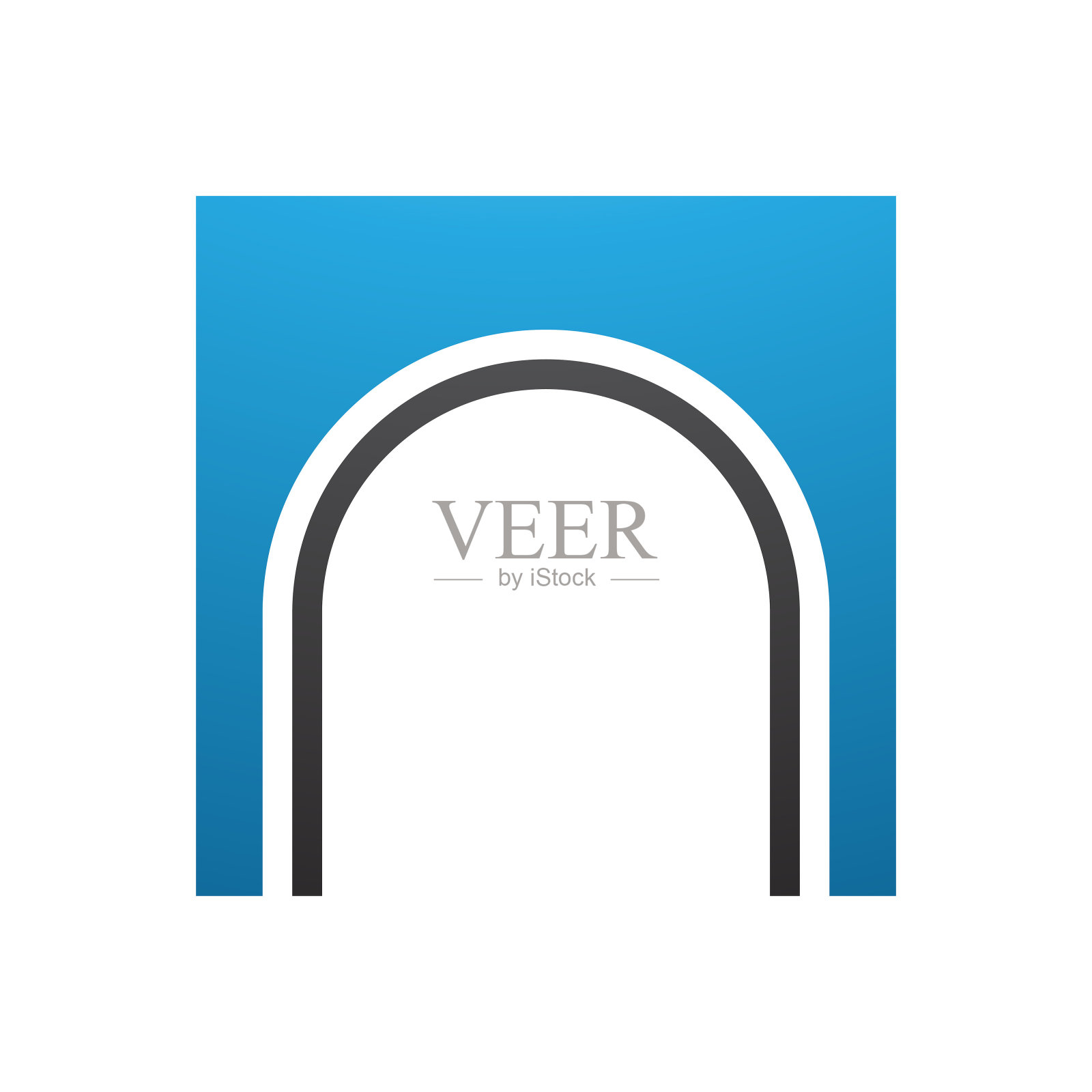 蓝色和黑色拱形字母N图标插画图片素材