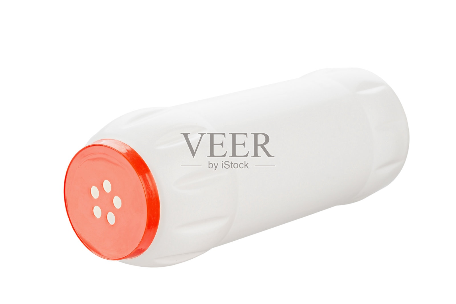 白色的瓶子，在白色的背景上分离出清洁粉末。文件包含剪辑路径。照片摄影图片