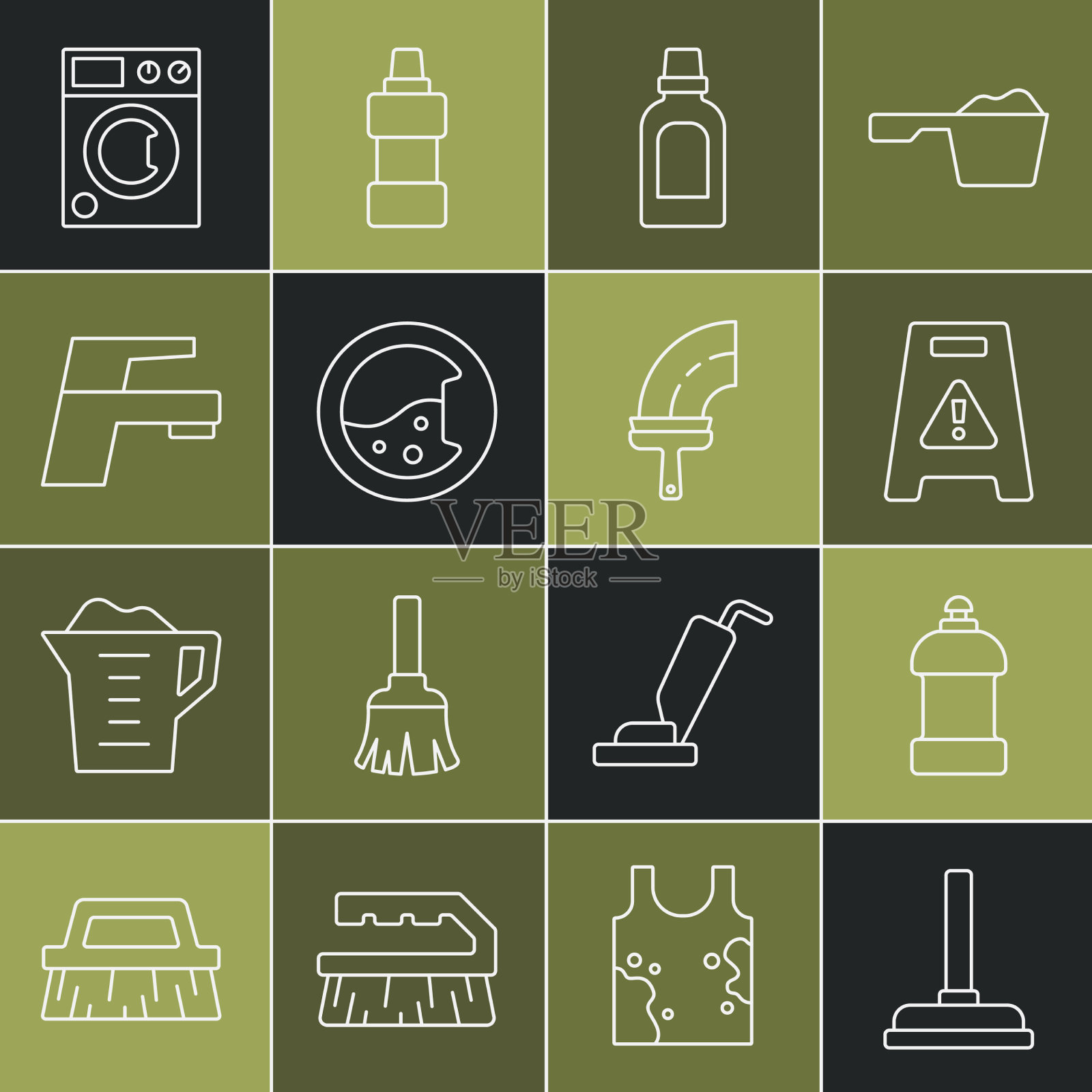 设置管线橡胶柱塞瓶，用于清洗剂图标素材