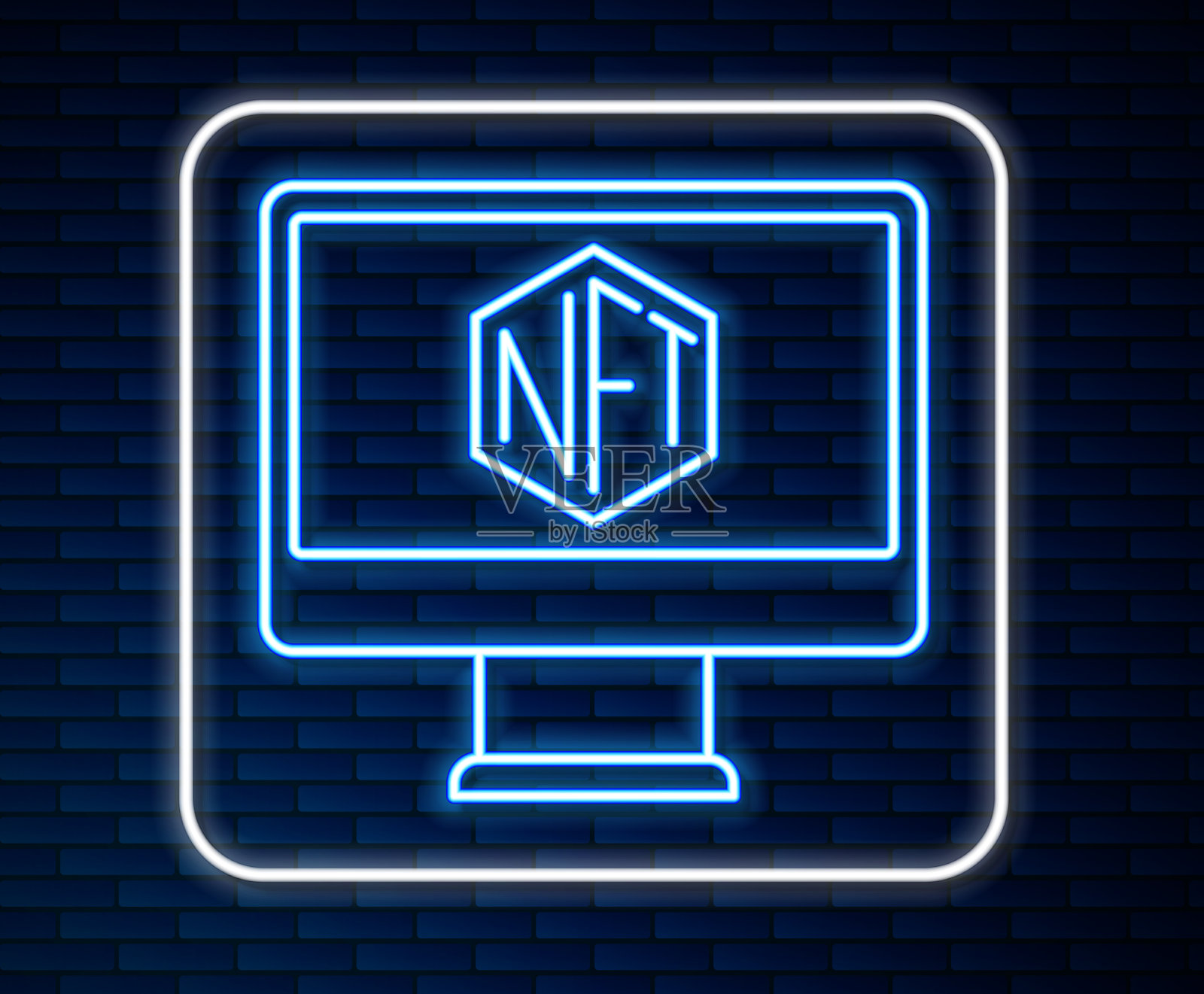 发光的霓虹灯线显示器与艺术商店的应用程序图标插画图片素材