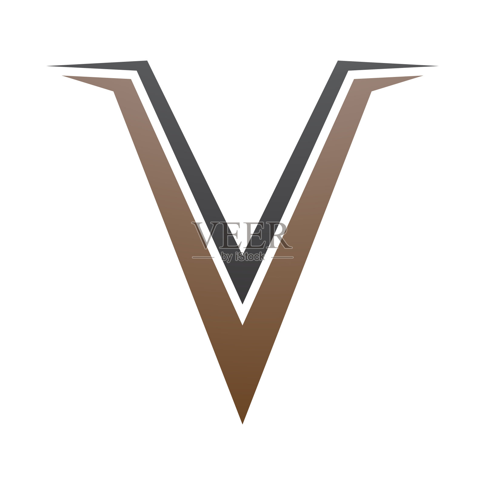 棕色和黑色尖形字母V图标插画图片素材