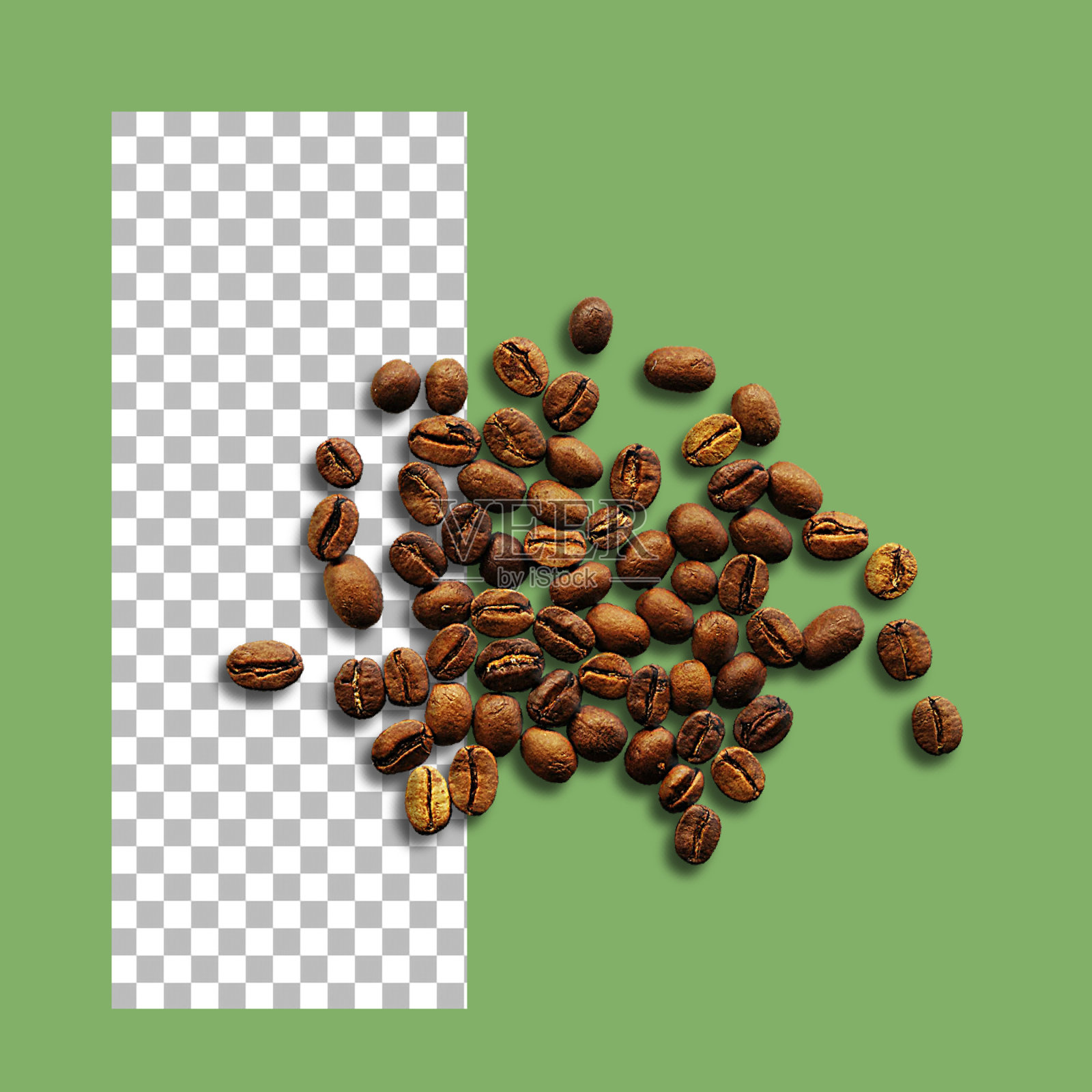 焙烤后的咖啡豆上隔离透明。照片摄影图片