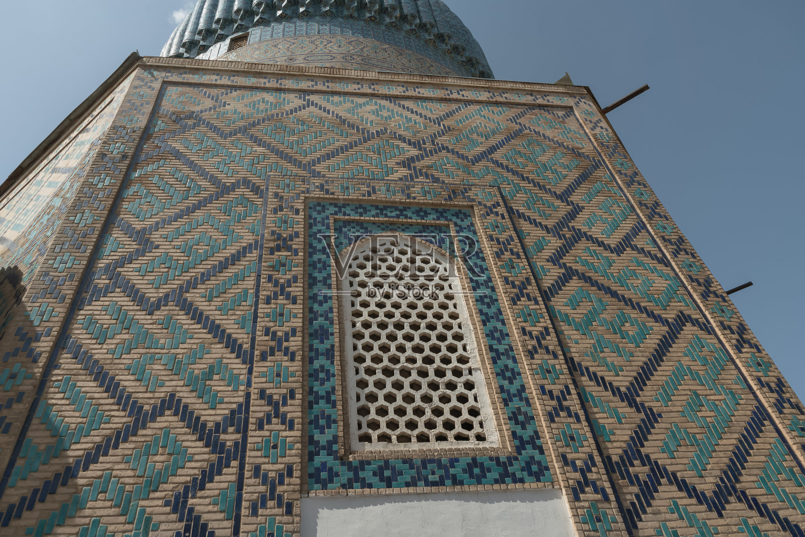 阿米尔·帖木儿陵墓墙上的马赛克装饰照片摄影图片