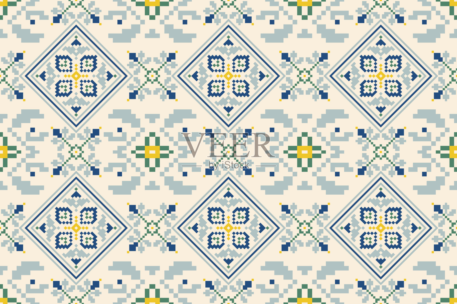 花卉十字绣无缝图案插画图片素材