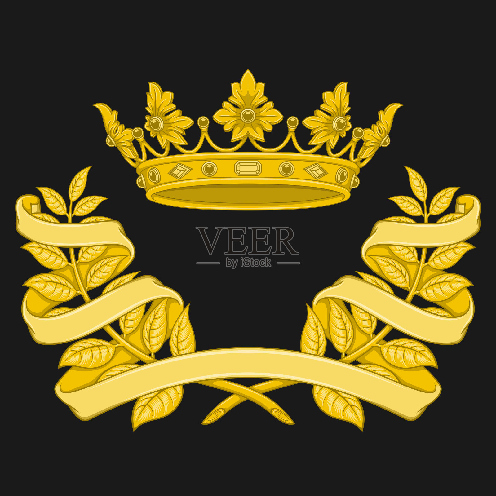 王冠和橄榄枝花环插画图片素材