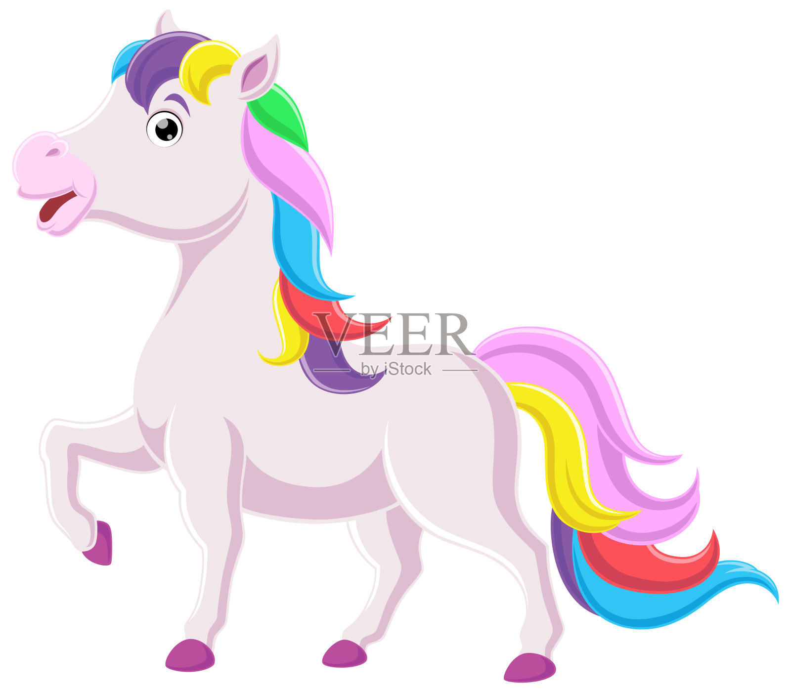 可爱的彩虹独角兽在白色的背景插画图片素材