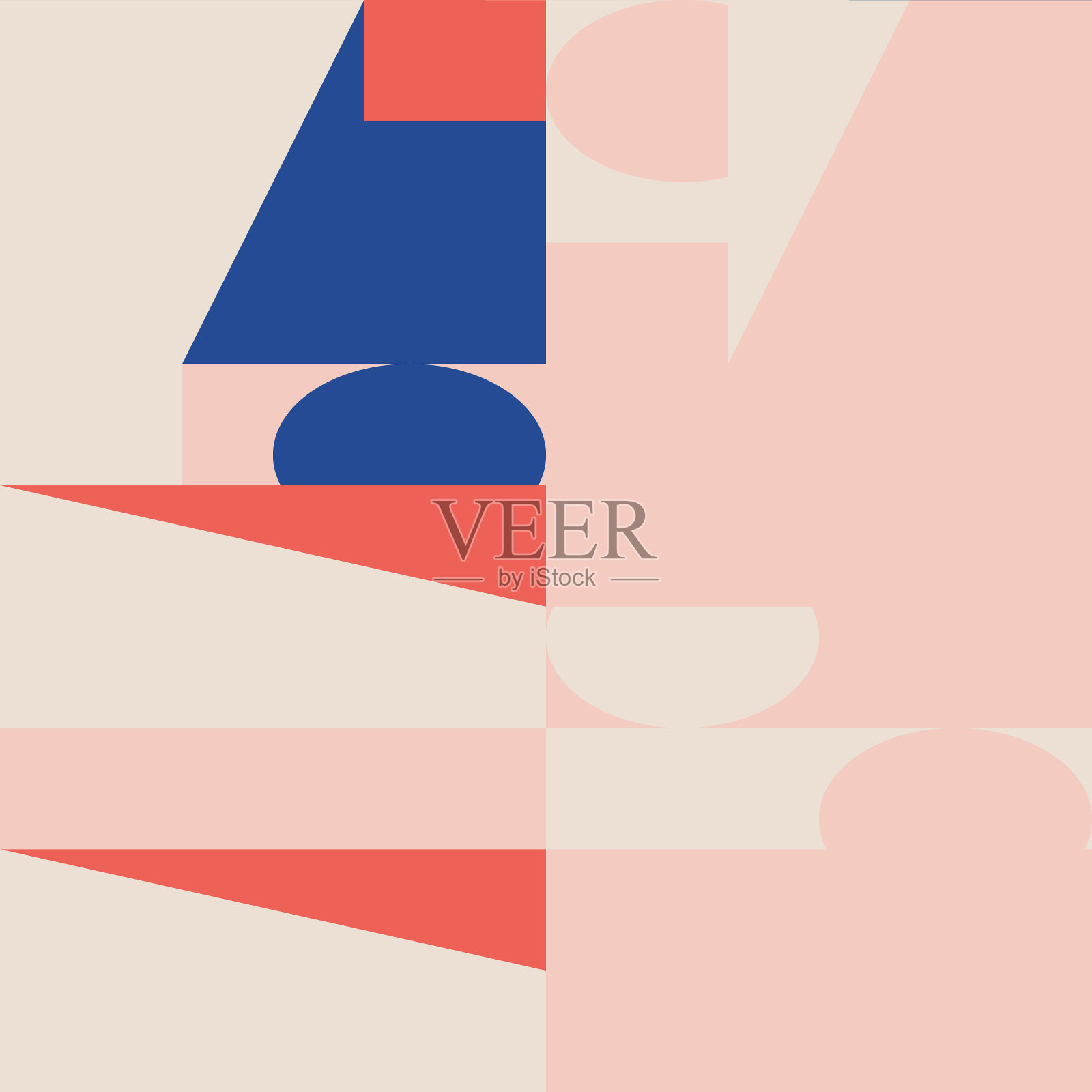 抽象几何矢量无缝图案。现代背景与简单的形状。用柔和的颜色画出圆形、正方形、矩形、三角形插画图片素材