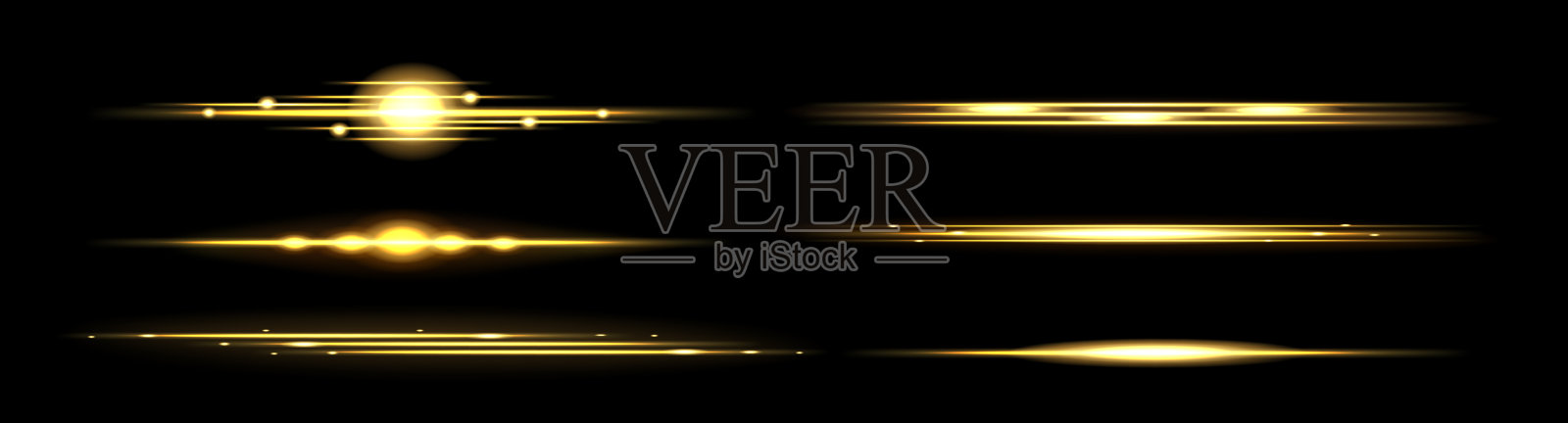 现实的设置上透明的金色光线插画图片素材