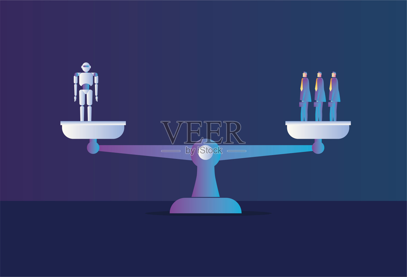 天平和机器人、白领插画图片素材