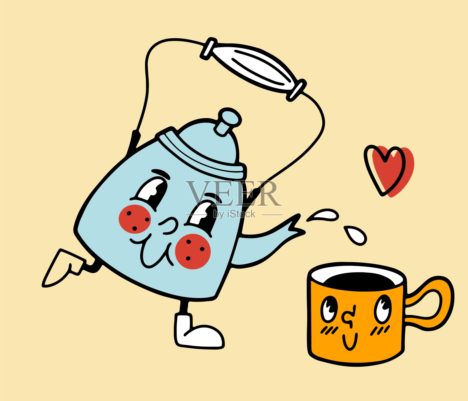 茶壶和茶杯插画图片素材