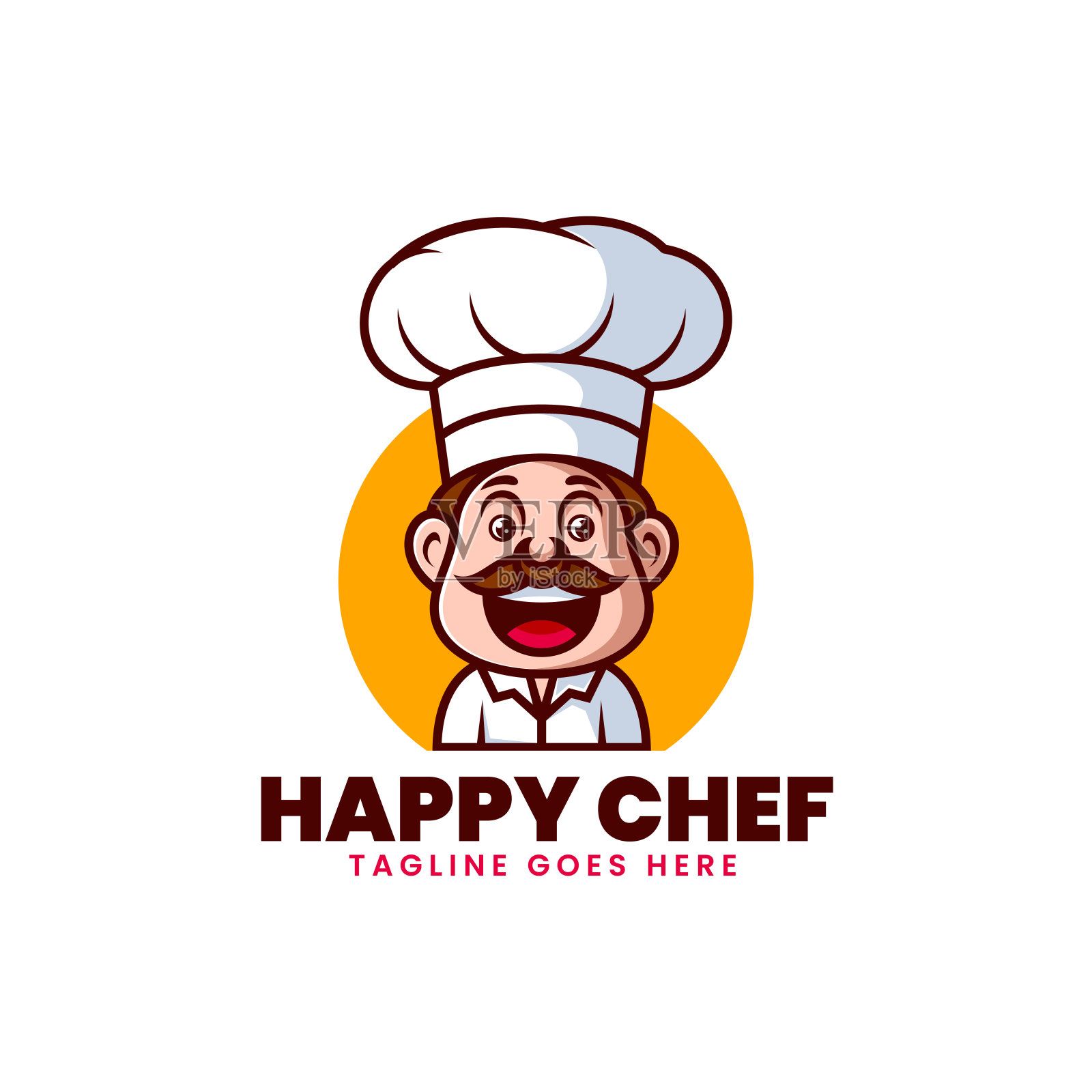 矢量插图快乐厨师吉祥物卡通风格。插画图片素材