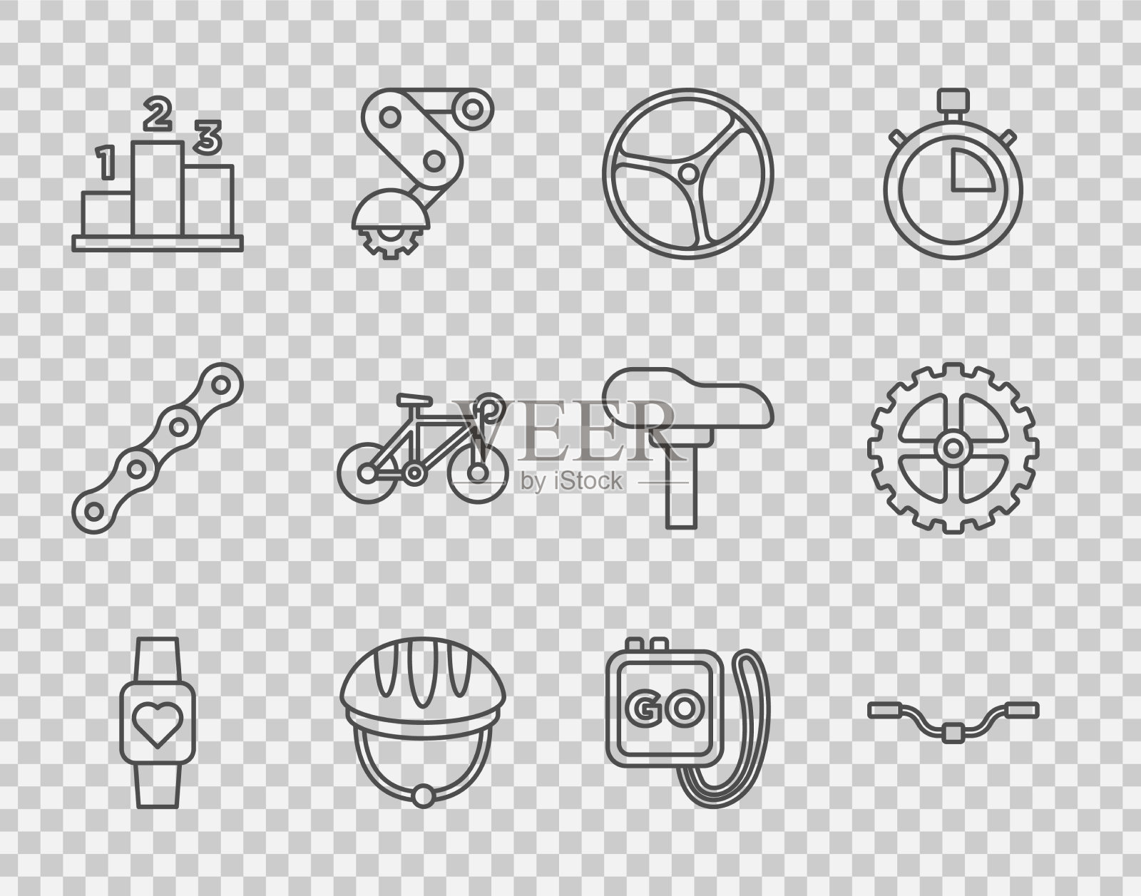 设置行智能手表自行车车把轮图标素材