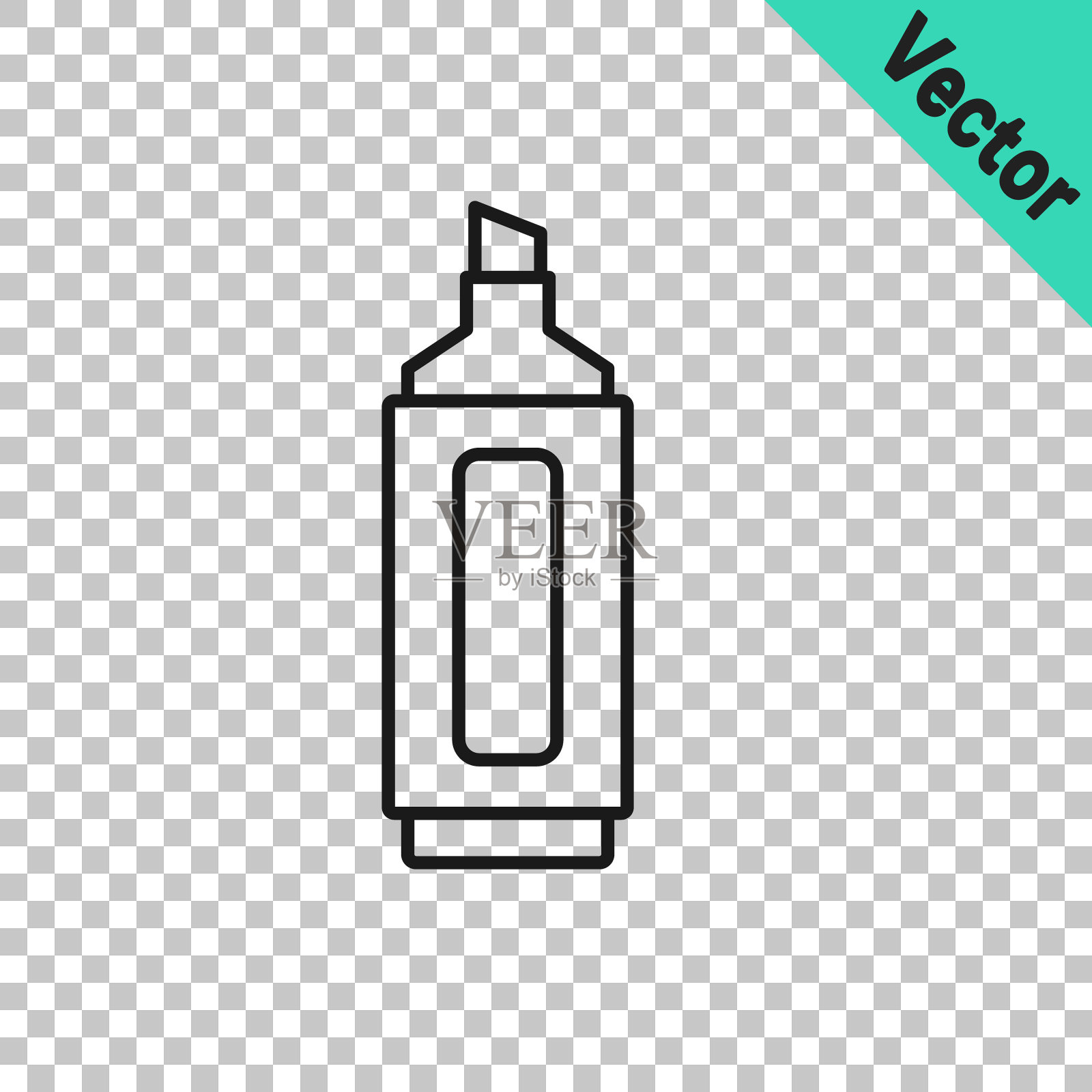 黑线记号笔图标隔离在透明的背景。向量插画图片素材