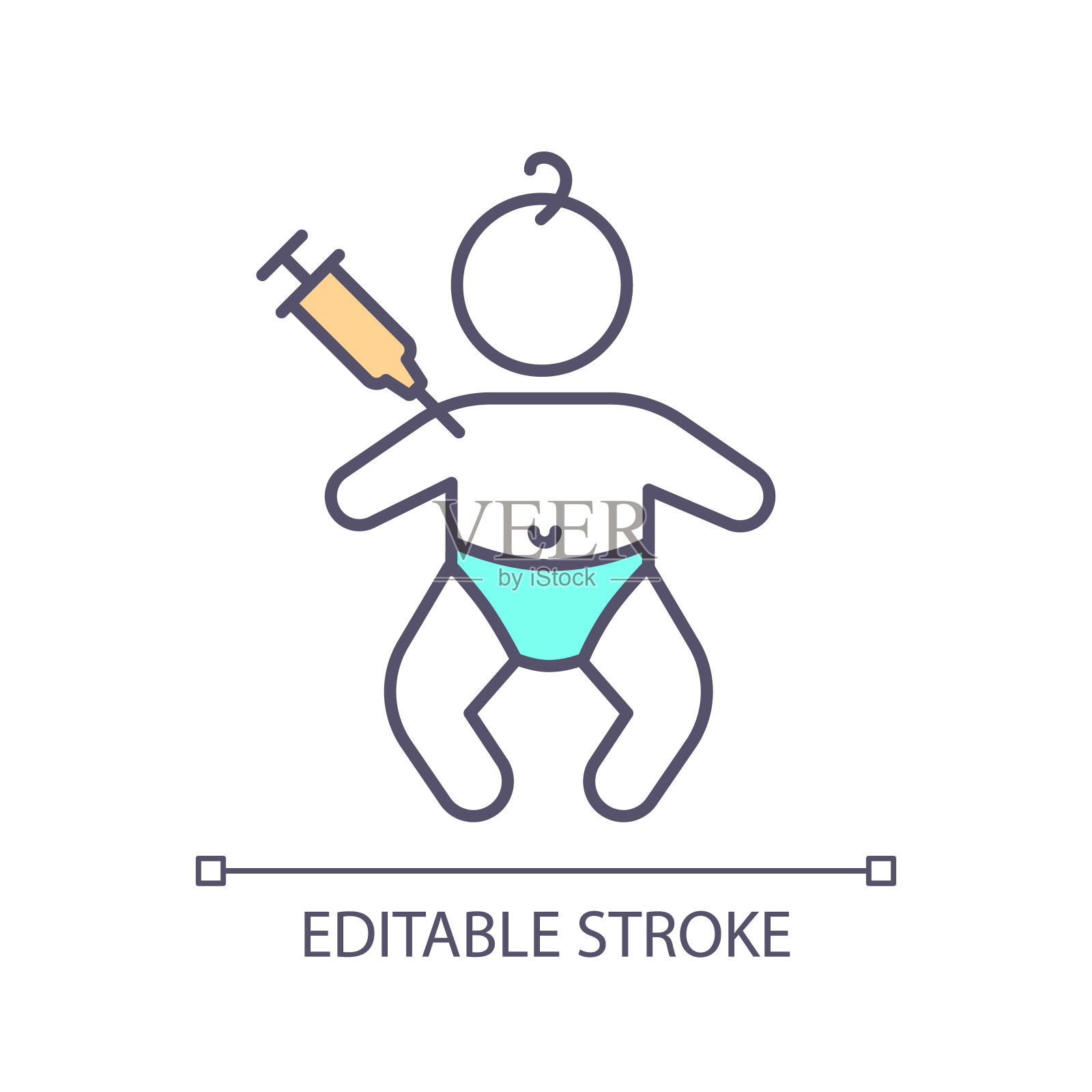 儿童免疫RGB彩色图标插画图片素材