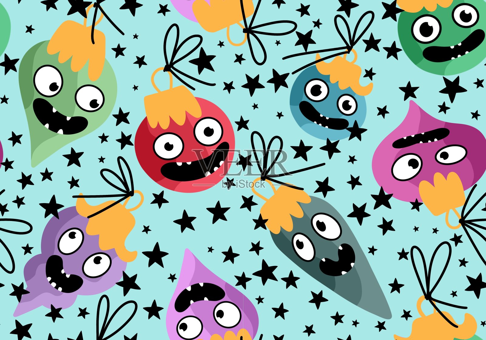 冬季圣诞无缝图案包装纸插画图片素材