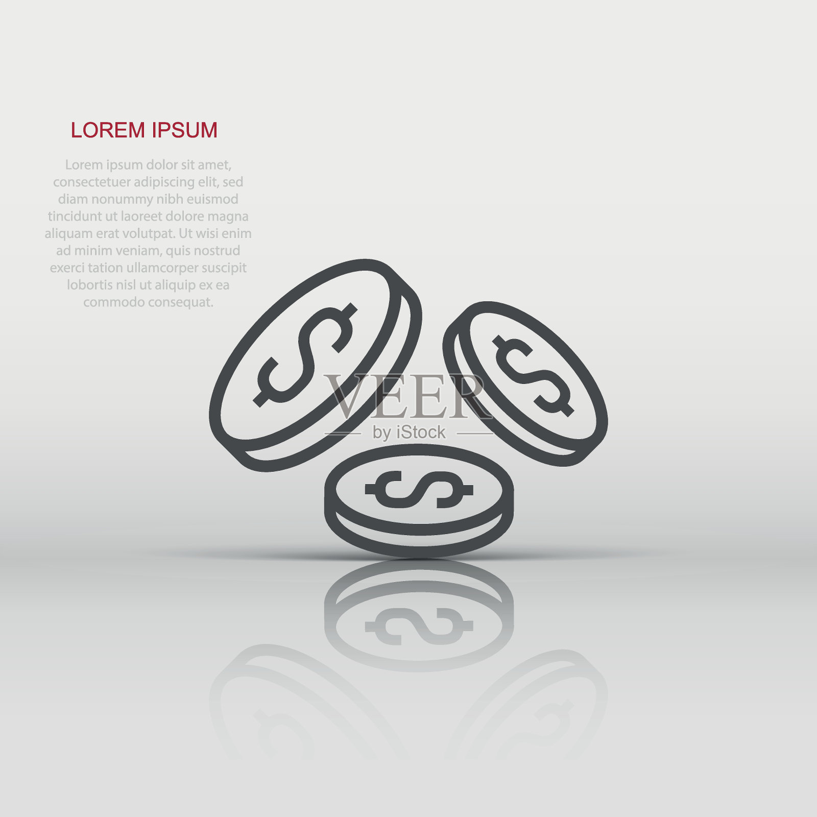 硬币堆叠图标在平面风格。美元硬币矢量插图上的白色孤立的背景。金钱堆叠的经营理念。插画图片素材