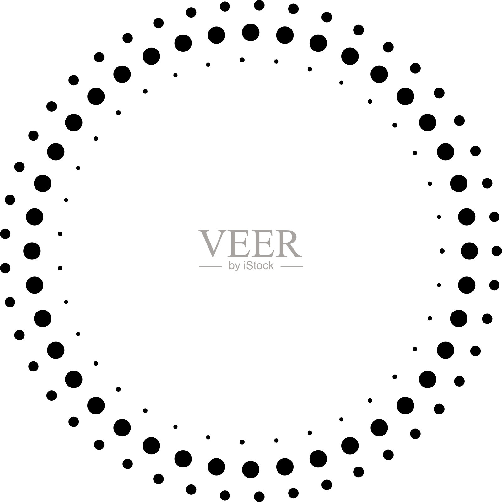 半色调圆框。半色调圆形标志。点标志。插画图片素材