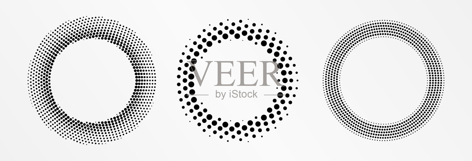 半色调圆框。半色调圆形标志。点标志。插画图片素材