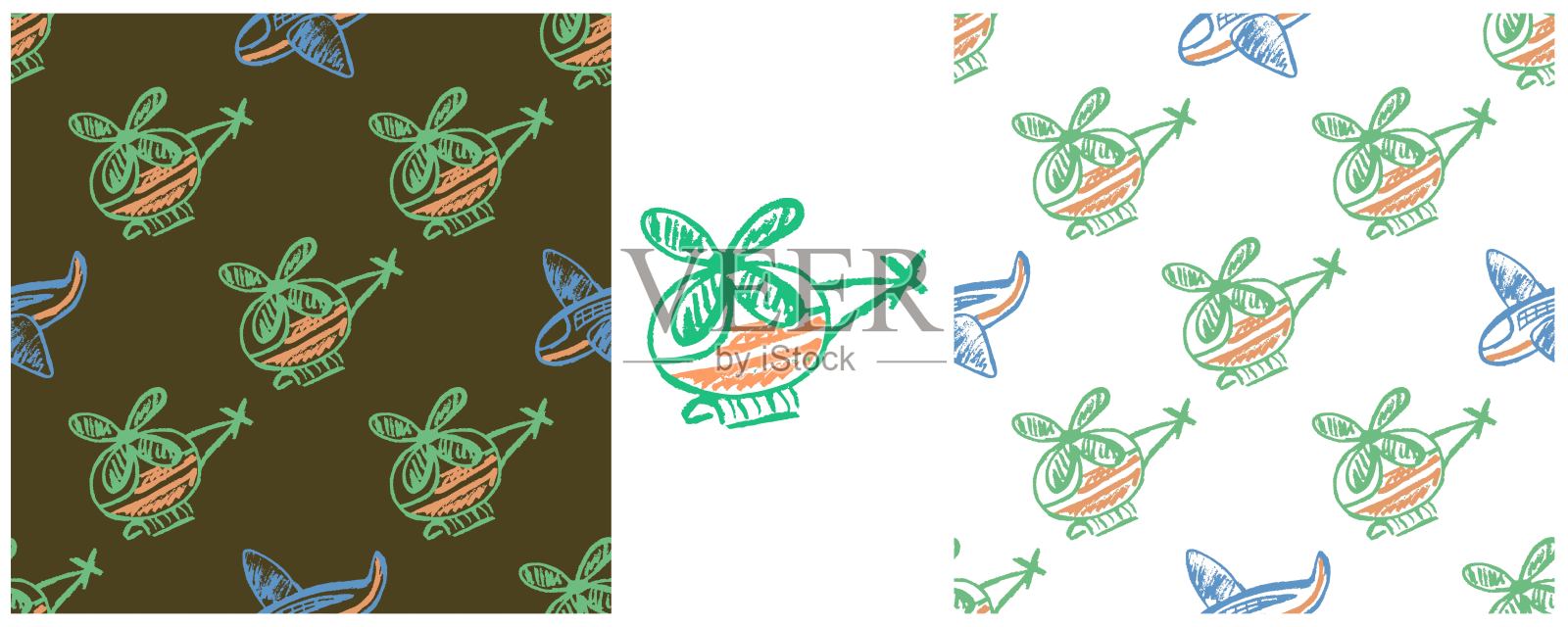 用蜡笔画出图画。布料图案、纺织品、织物、墙纸、包装纸的印刷插画图片素材