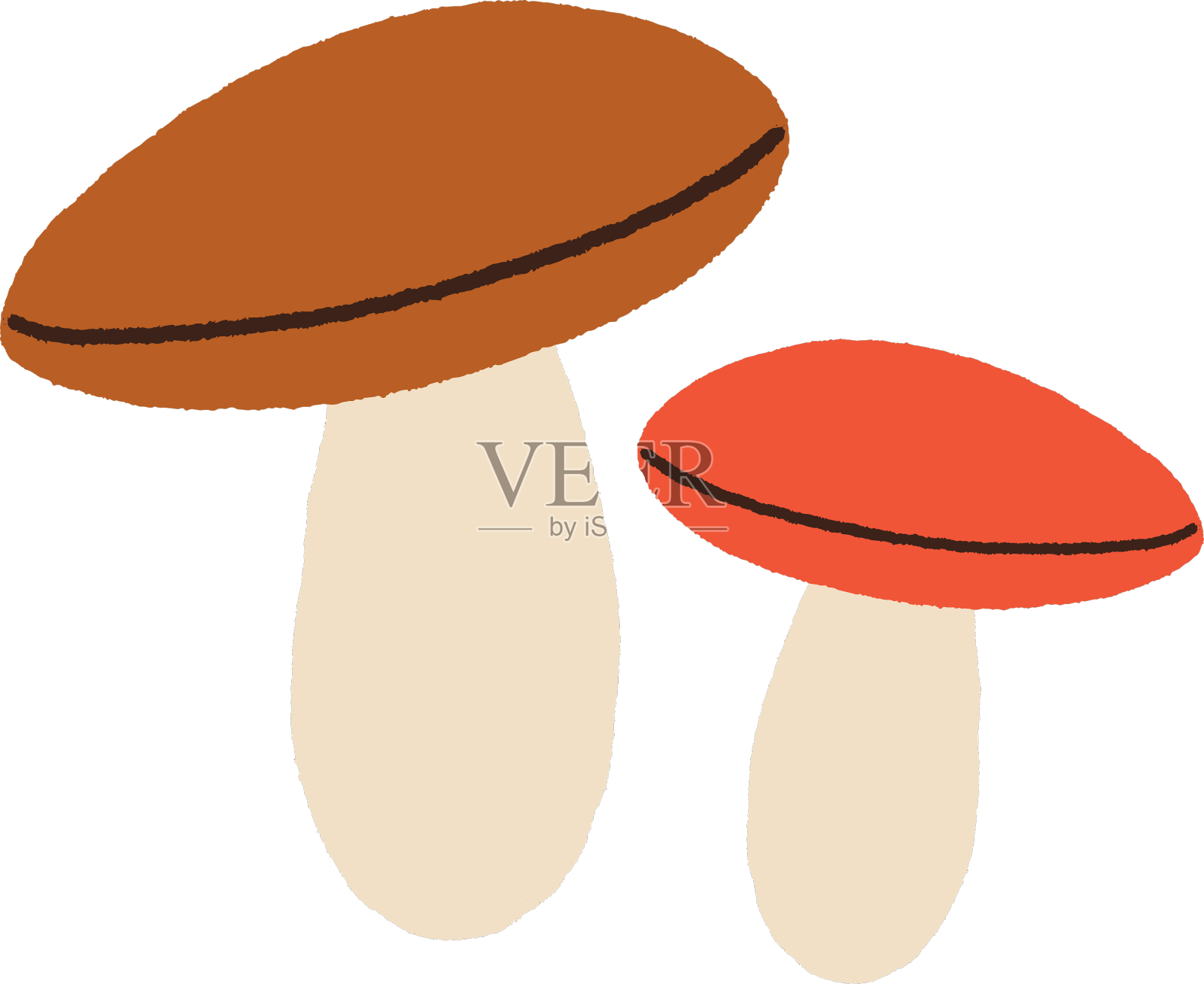 秋季蘑菇组成涂鸦风格设计元素图片