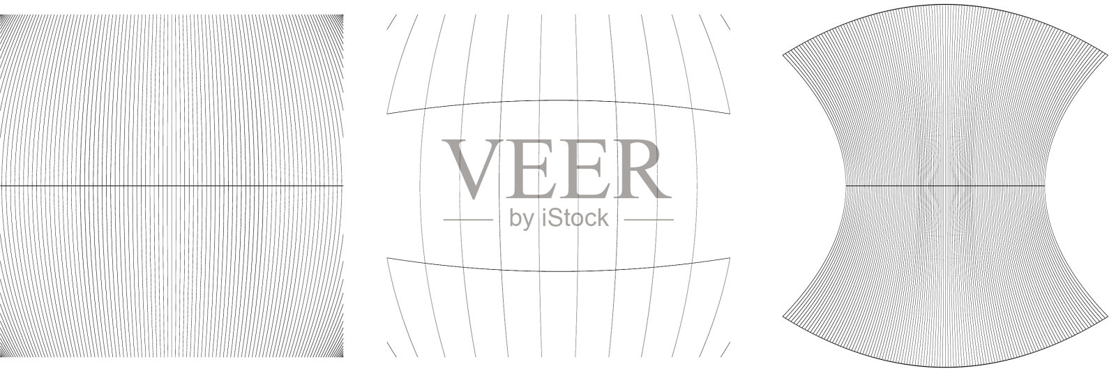 一组变形变形的网格网格弯曲设计元素图片