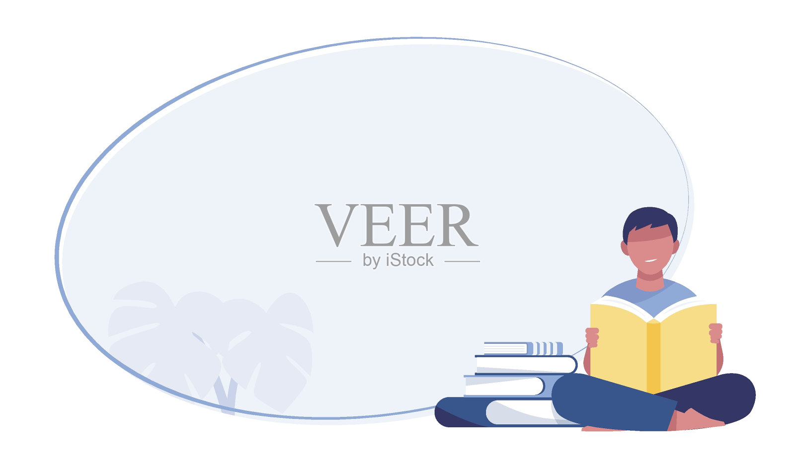 儿童阅读书籍设计框架插图。平面向量插画图片素材