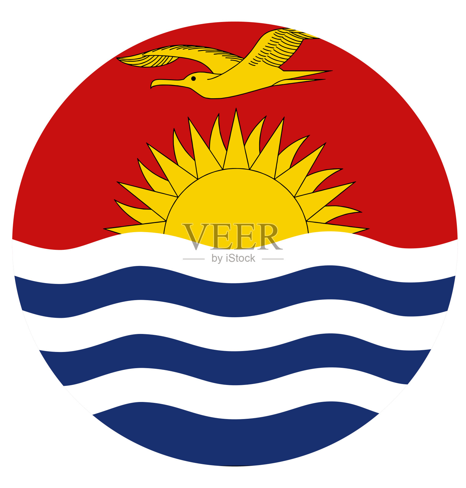 白色背景的基里巴斯国旗按钮插画图片素材