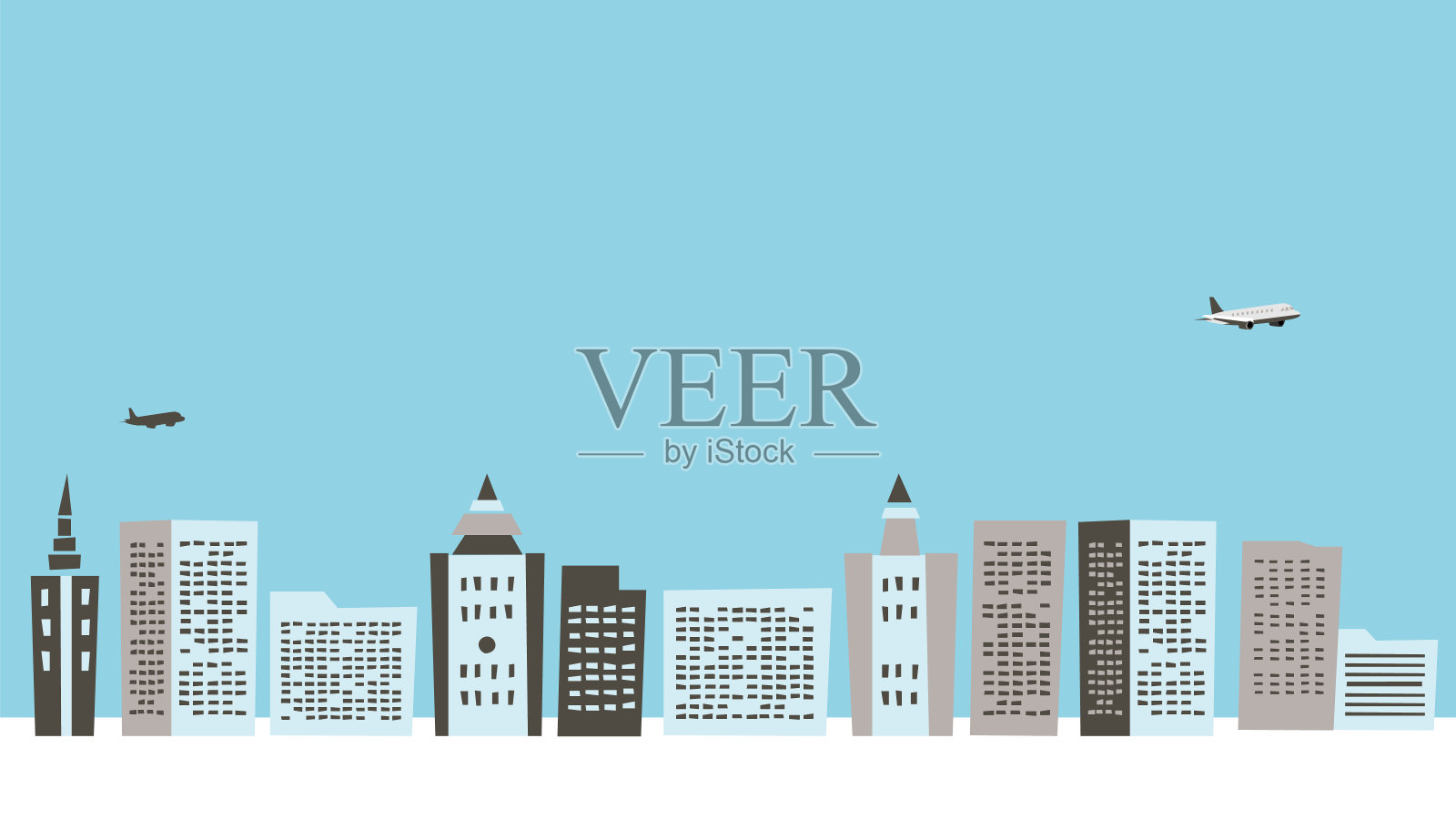 矢量插图集的街道场景的建筑物插画图片素材