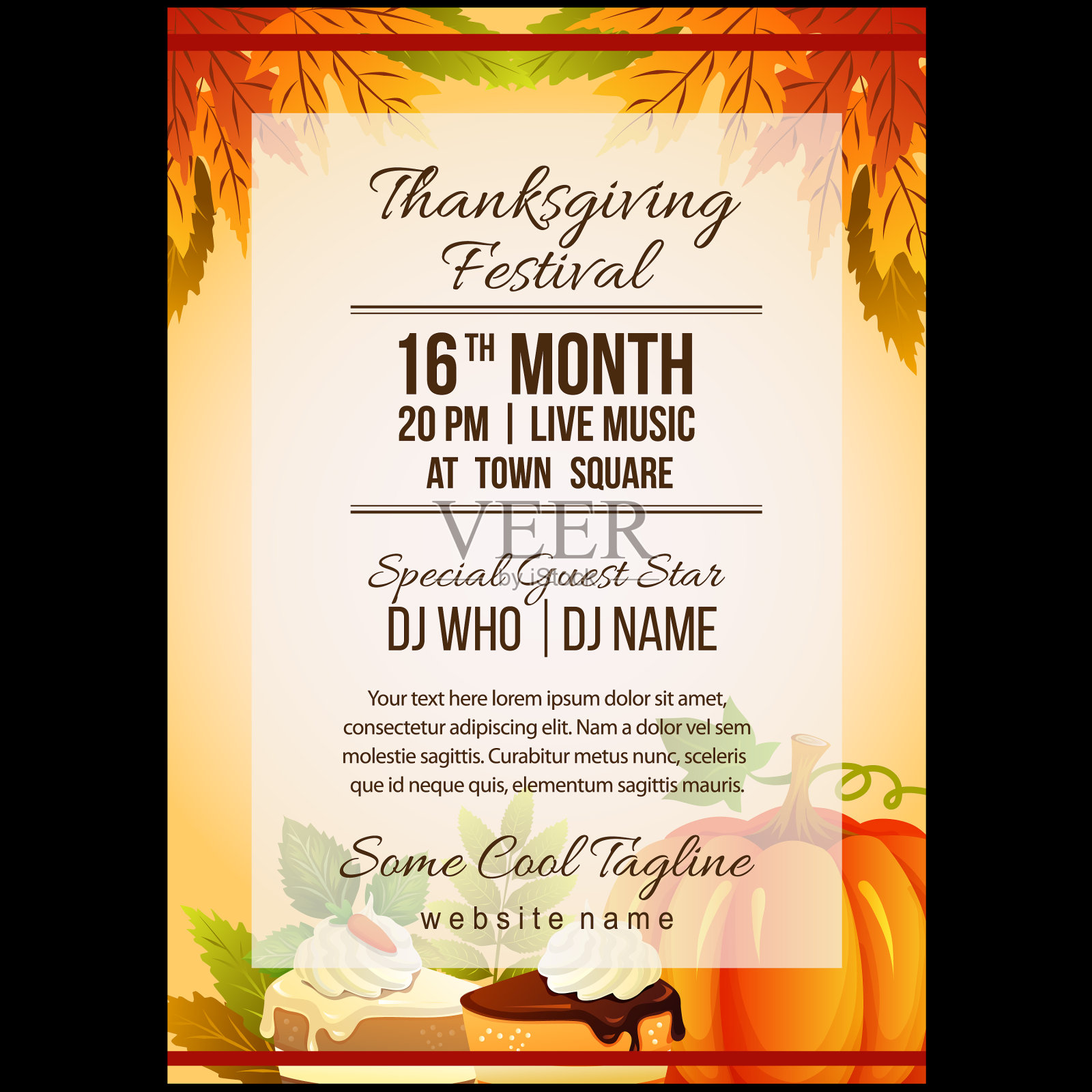 秋季感恩节海报模板用插画图片素材