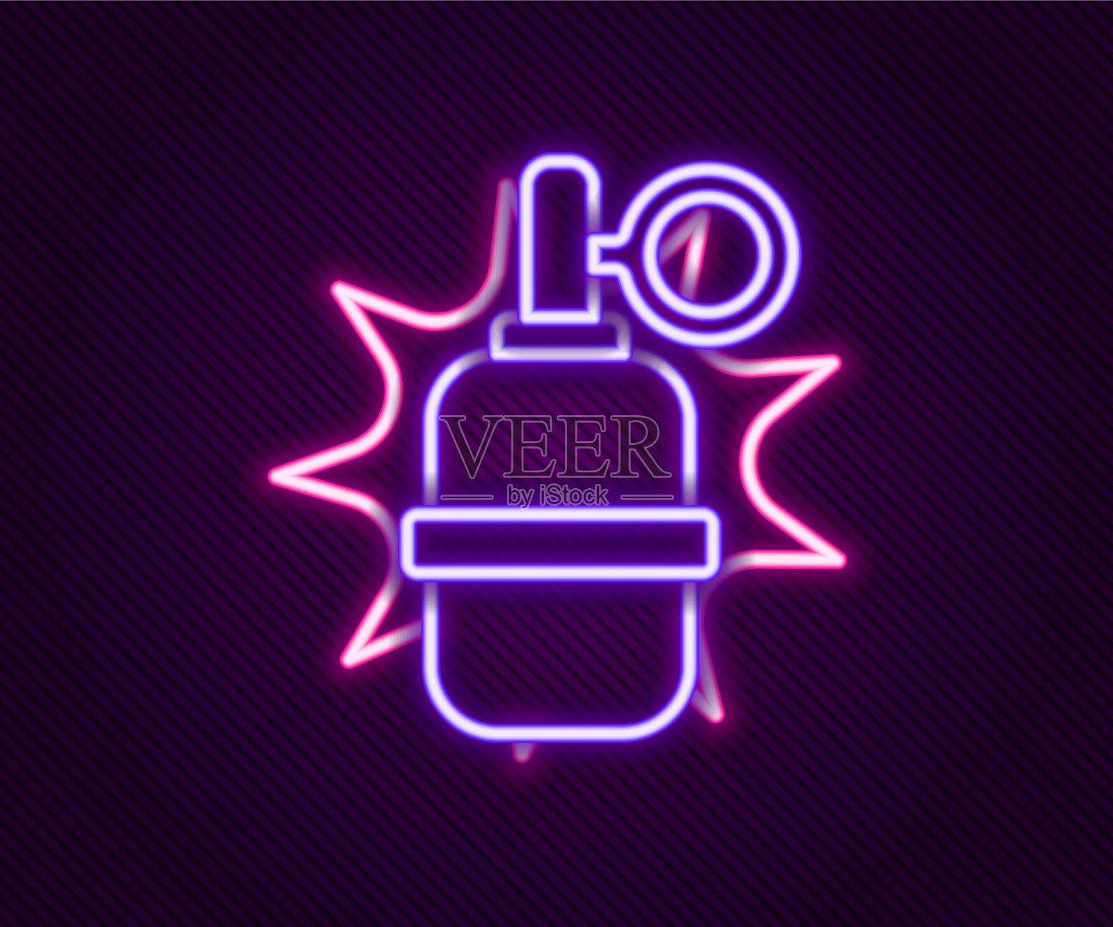 发光的霓虹线手榴弹图标孤立上插画图片素材