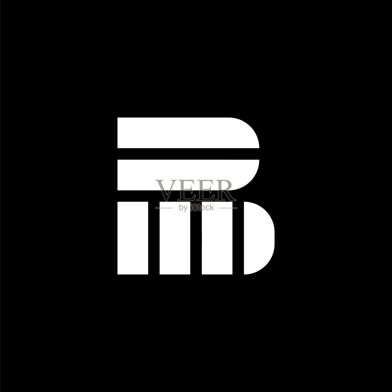 双面几何线标志字母b插画图片素材