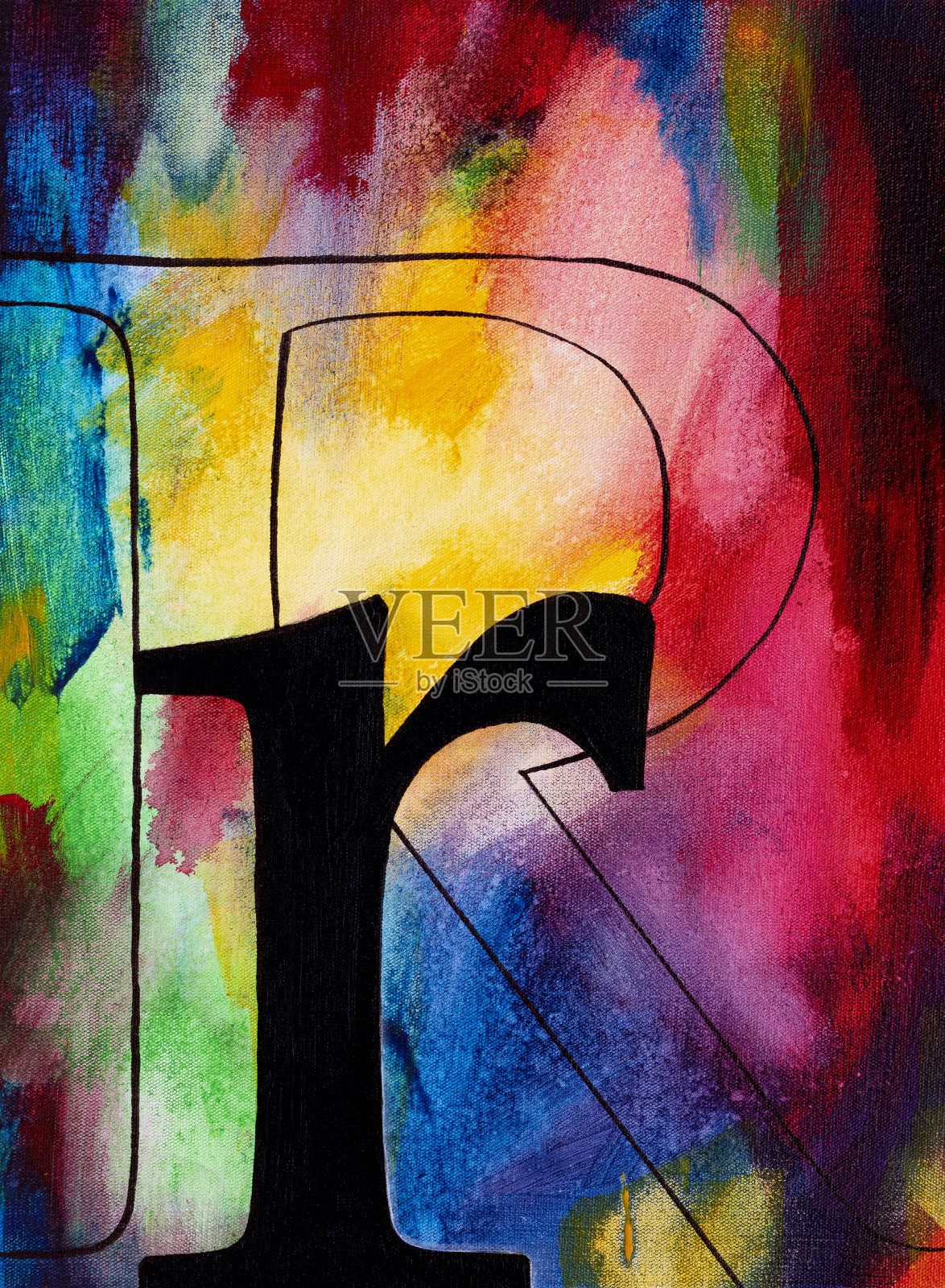 字母R字母排印彩色抽象画设计元素图片