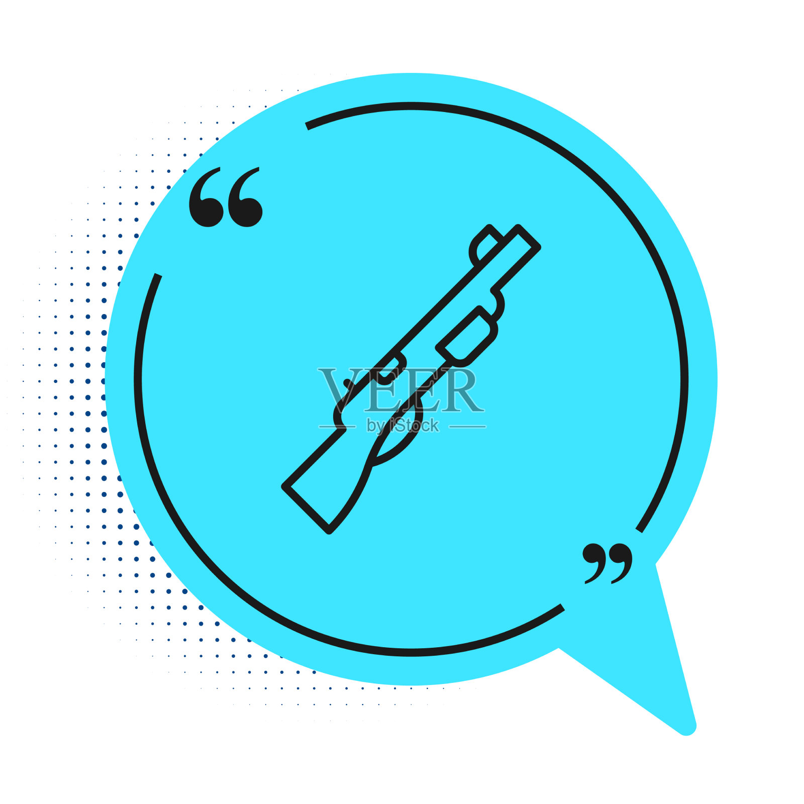 黑线狩猎枪图标孤立在白色插画图片素材