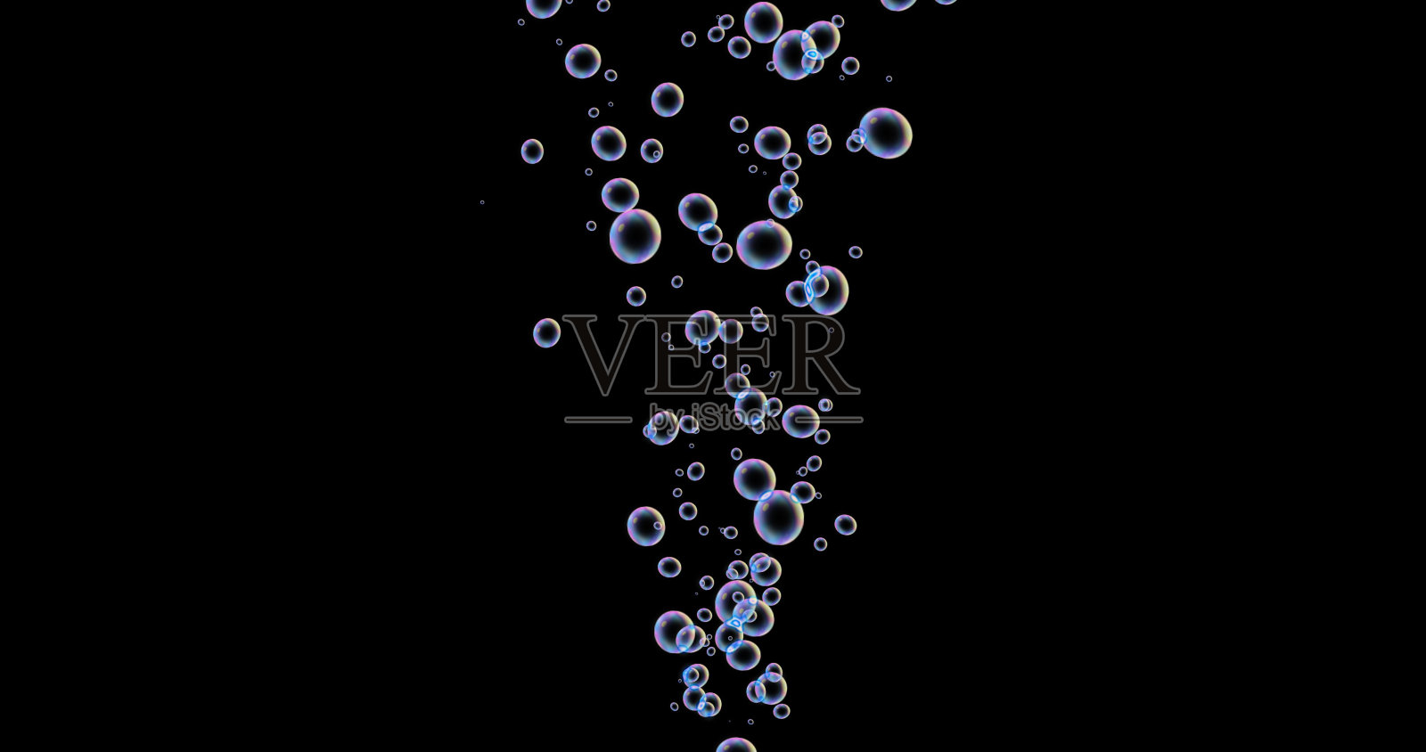 泡泡从中间喷出(黑色背景)肥皂泡插画图片素材