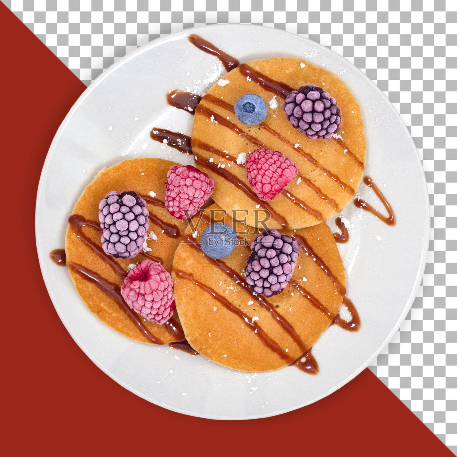 分离出三个浆果煎饼照片摄影图片