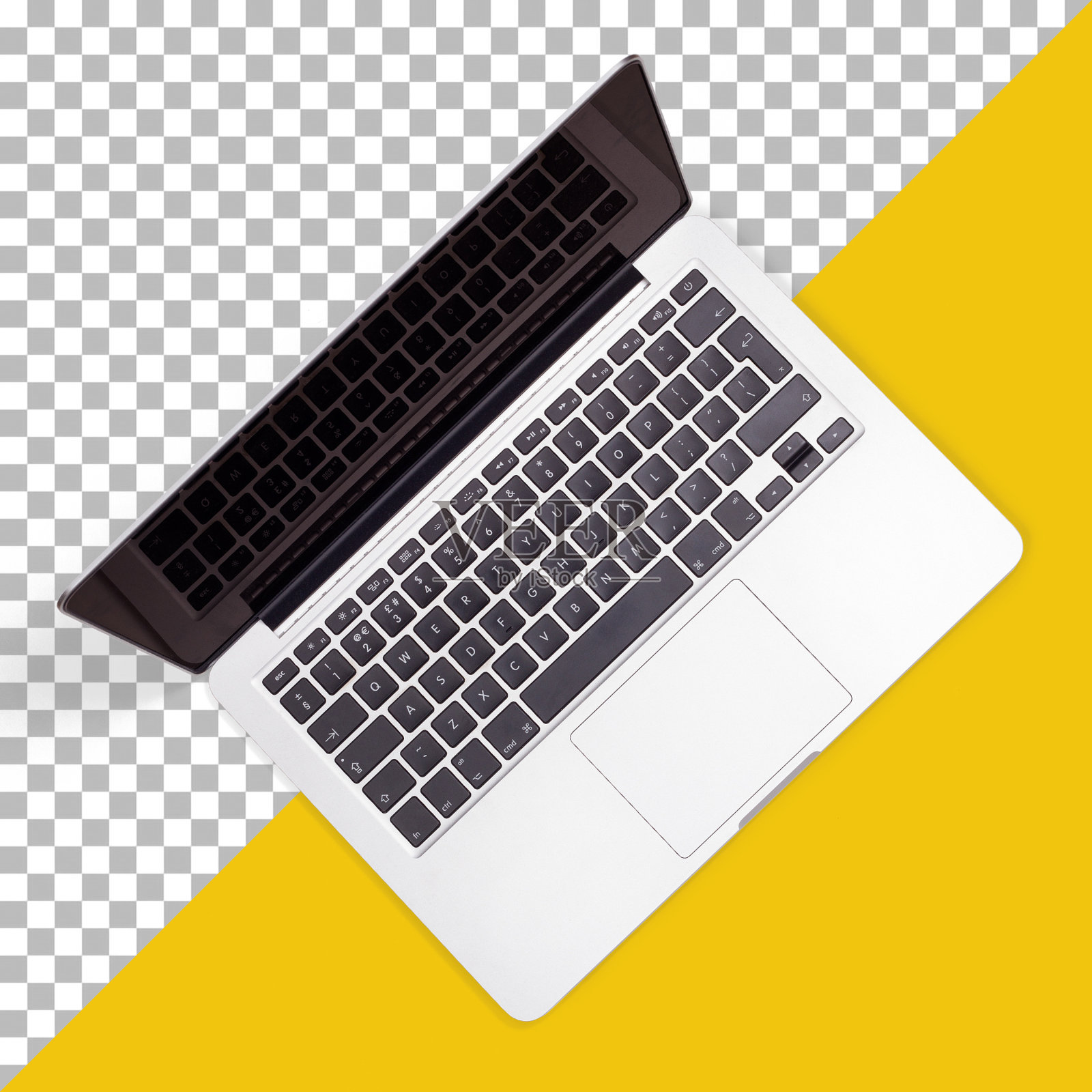 顶顶视图优雅的笔记本电脑的工作照片摄影图片