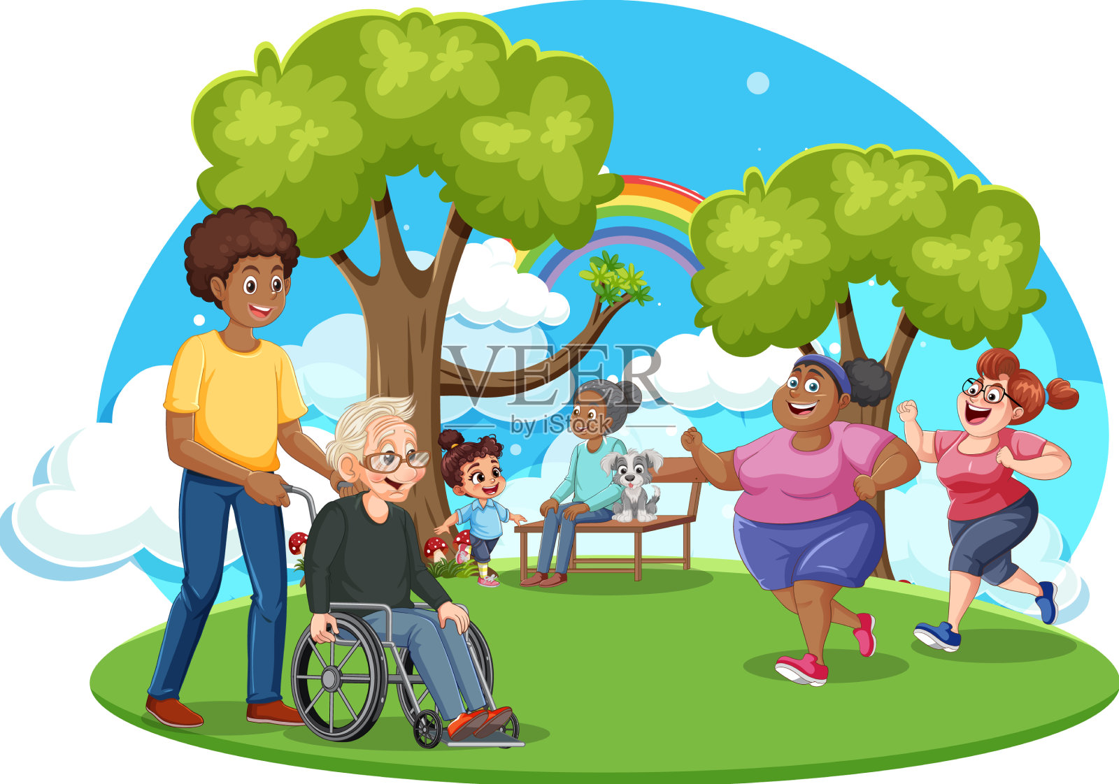 人们在公园做不同的活动设计元素图片