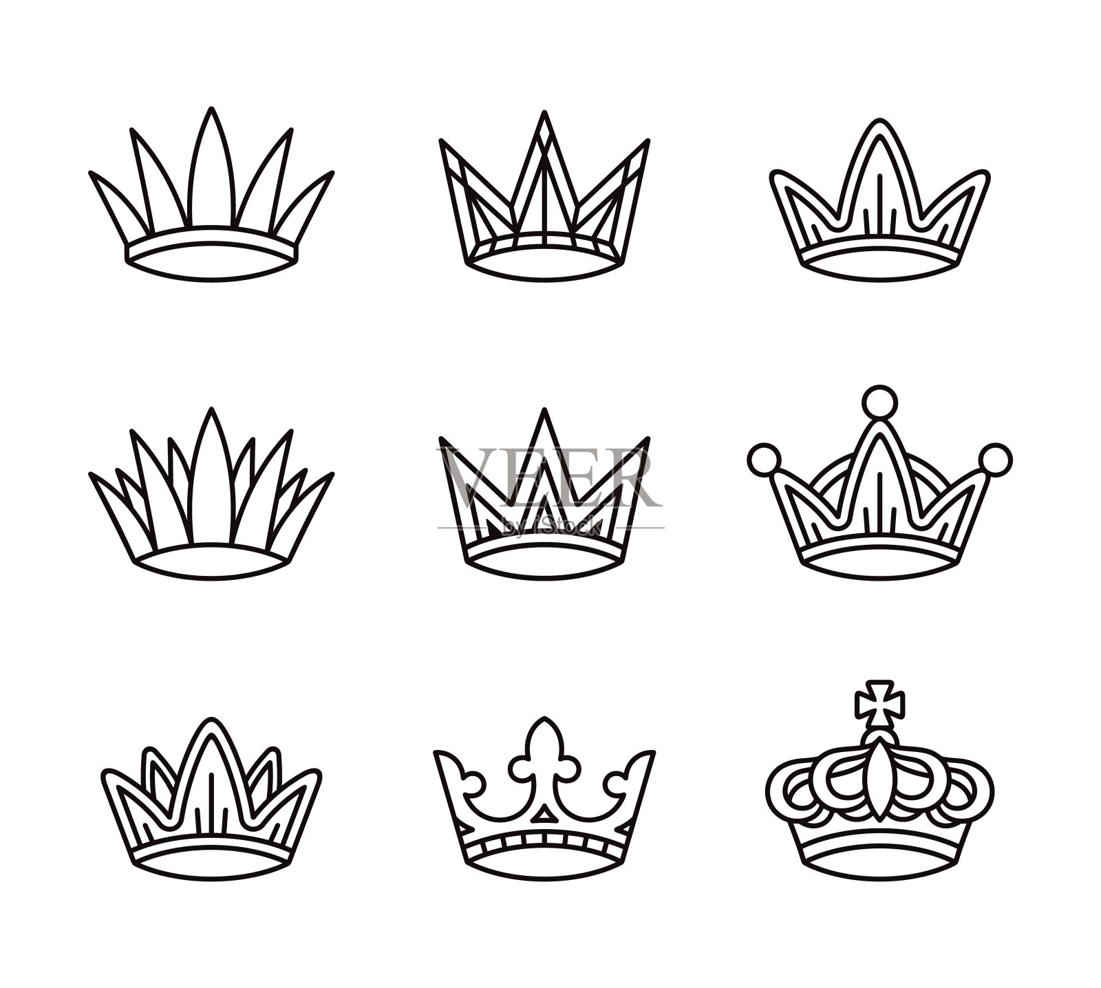 冠轮廓集合插画图片素材