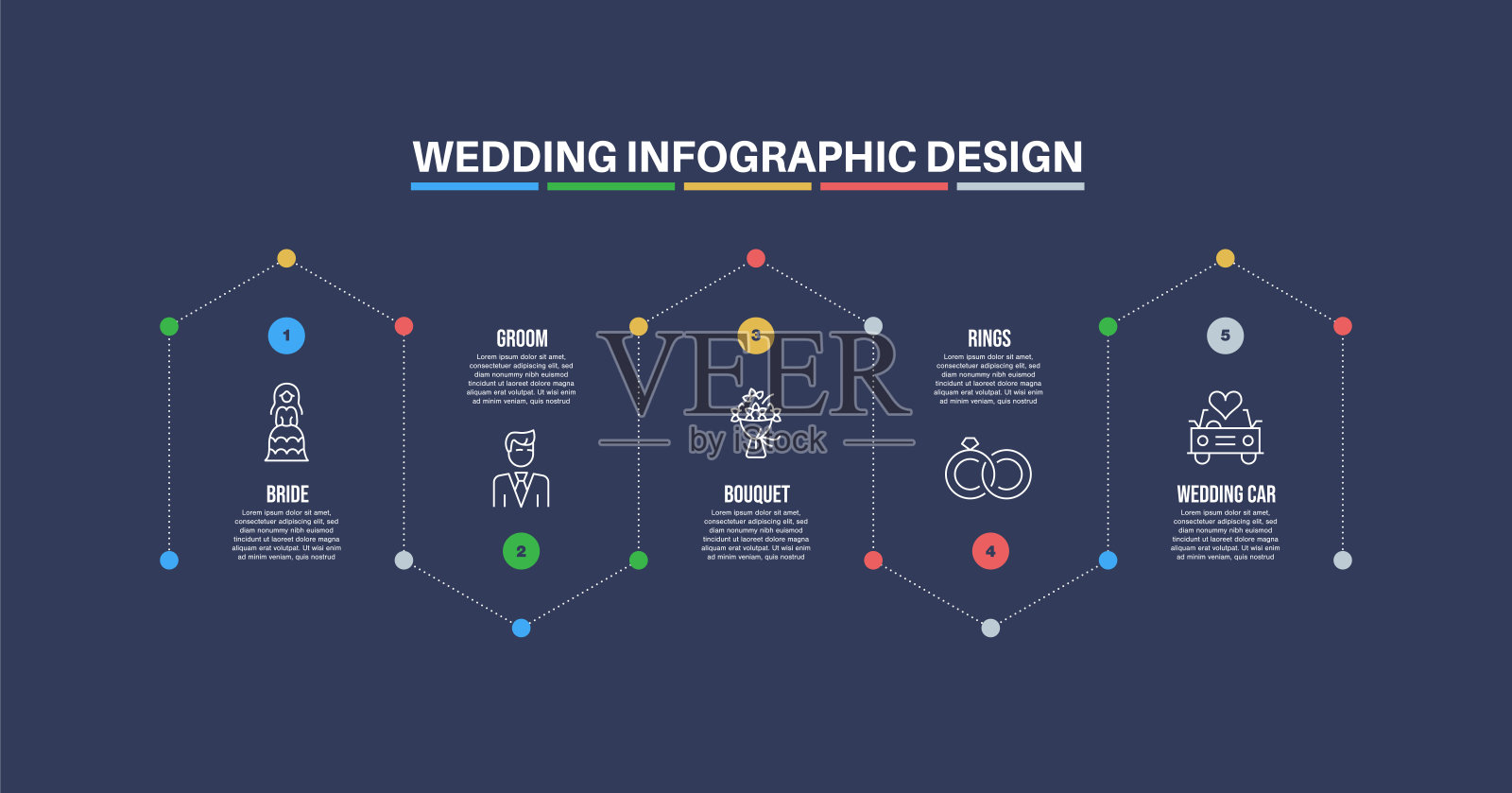 信息图表设计模板与婚礼的关键字和图标插画图片素材