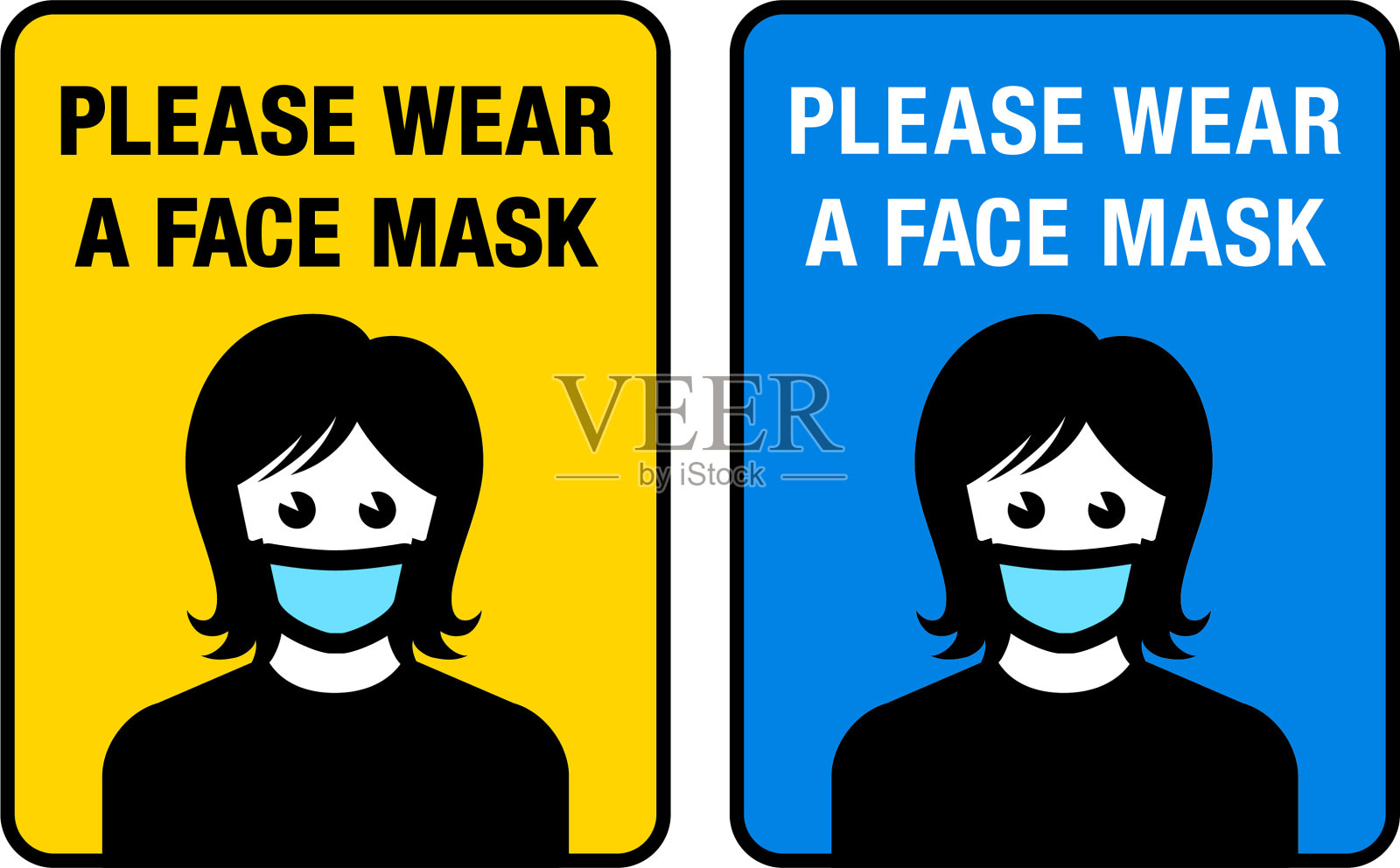 2019冠状病毒病媒标志请佩戴口罩插画图片素材