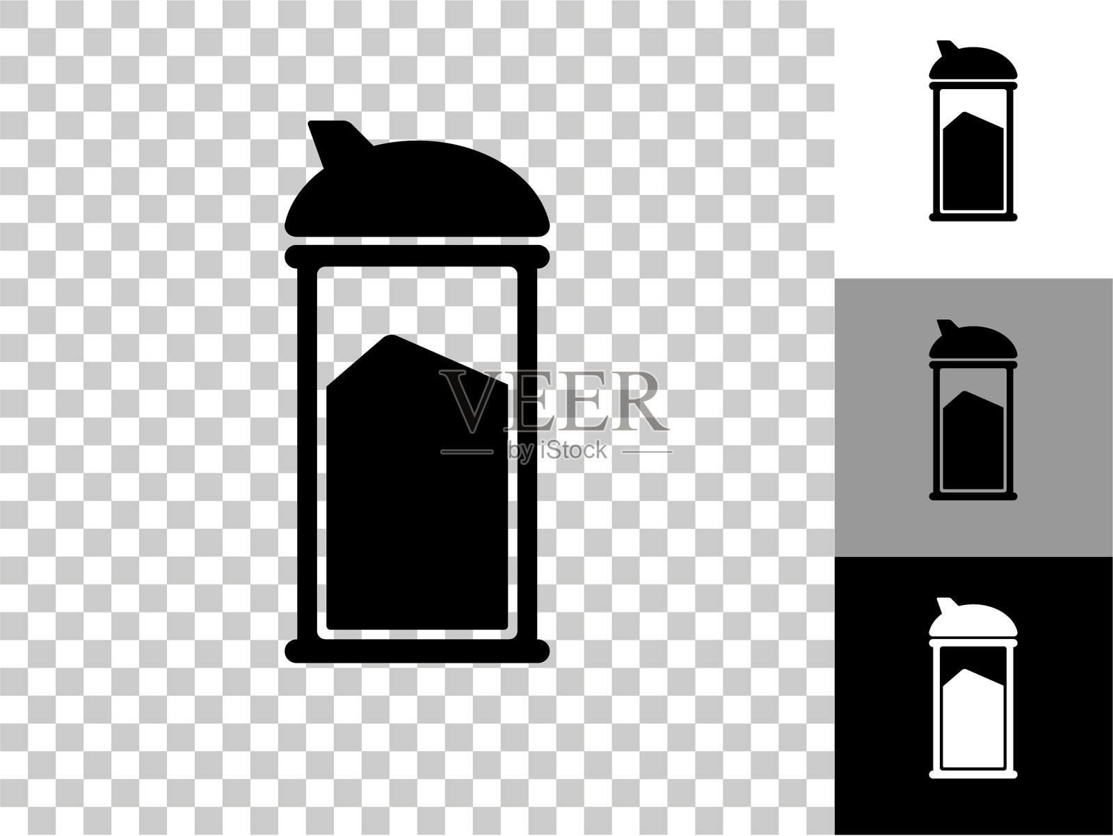 糖摇瓶图标在棋盘透明的背景插画图片素材