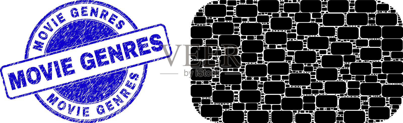 刮电影类型邮票和圆角矩形插画图片素材