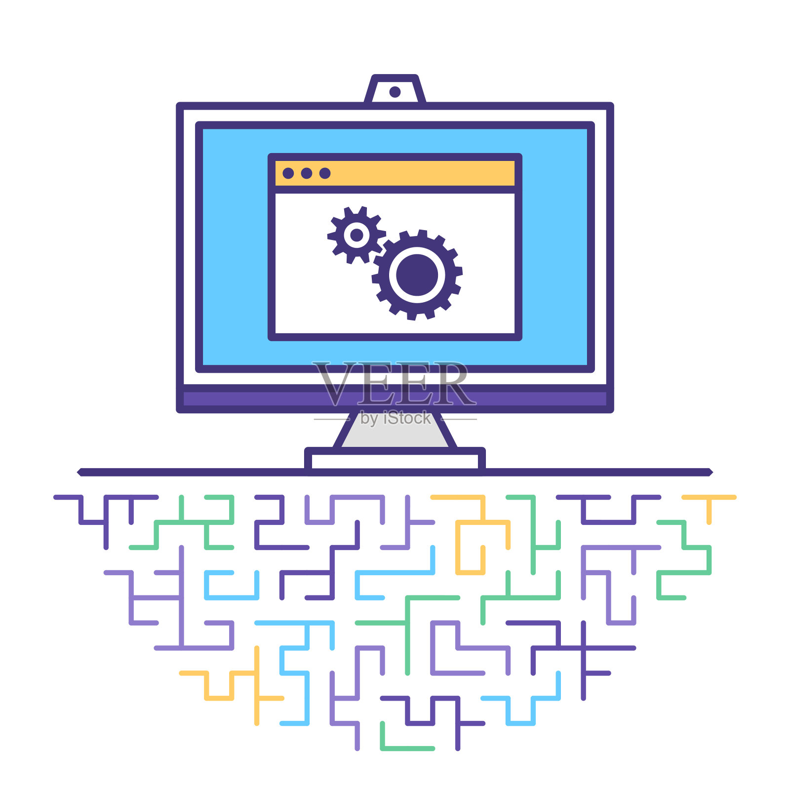 机器学习直线图标插图插画图片素材